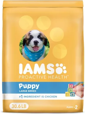 IAMS Proactive Health Smart Puppy Large Breed Dog Food Dry with Real Chicken, 30.6 lb. Bag