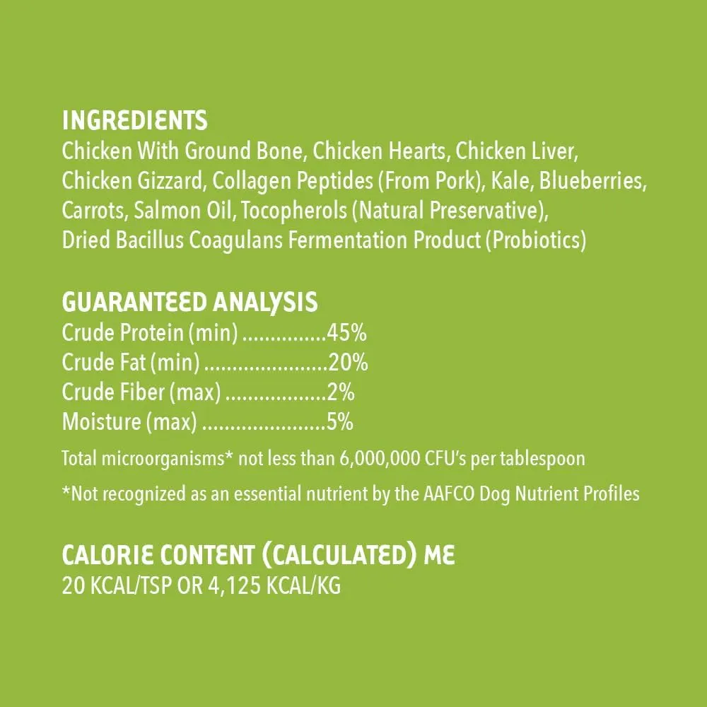 iHeartDogs Dog Food Topper - Freeze-Dried Raw Dog Food Seasoning with Collagen Peptides - Grain Free Superfood Meal Mixer (Chicken, 3 Ounce)