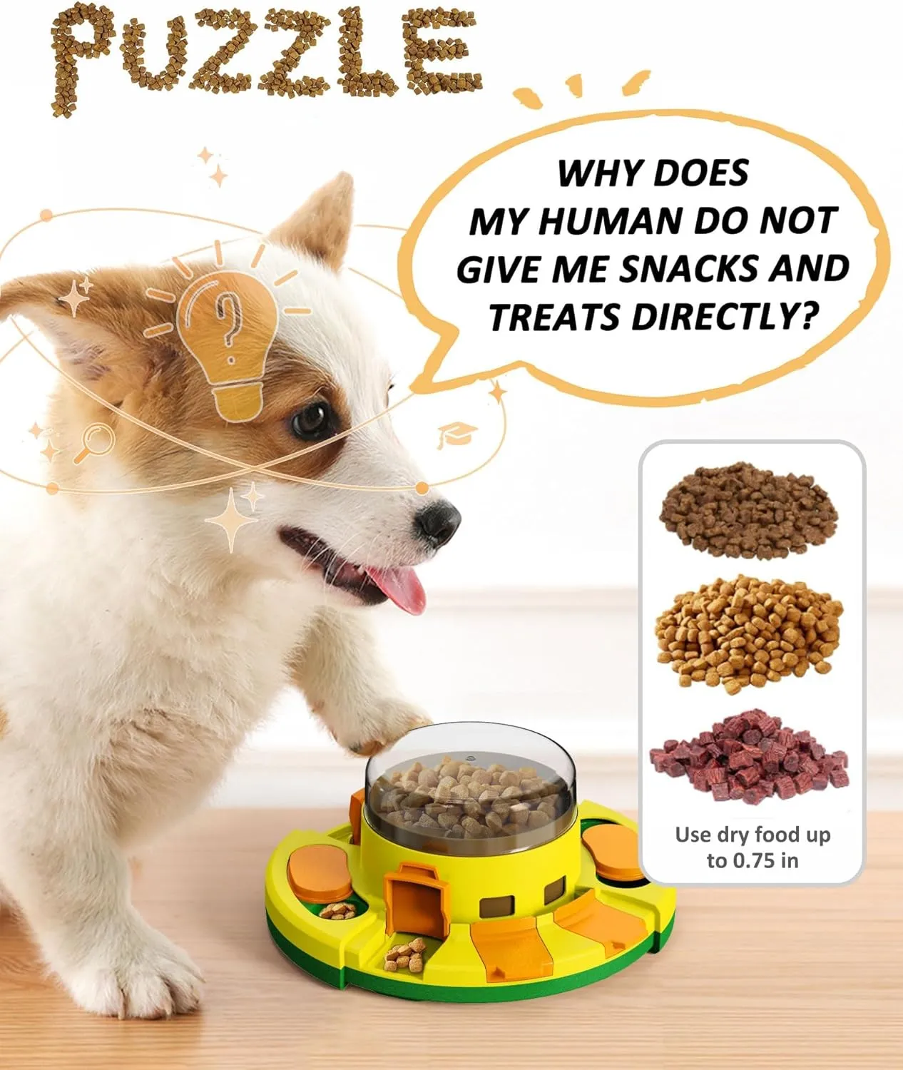 Interactive Dog Food Puzzle Feeder - Stress Relief & Slow Feeding Toy for Mental Stimulation and Activity Increase for Smart Dogs of All Breeds
