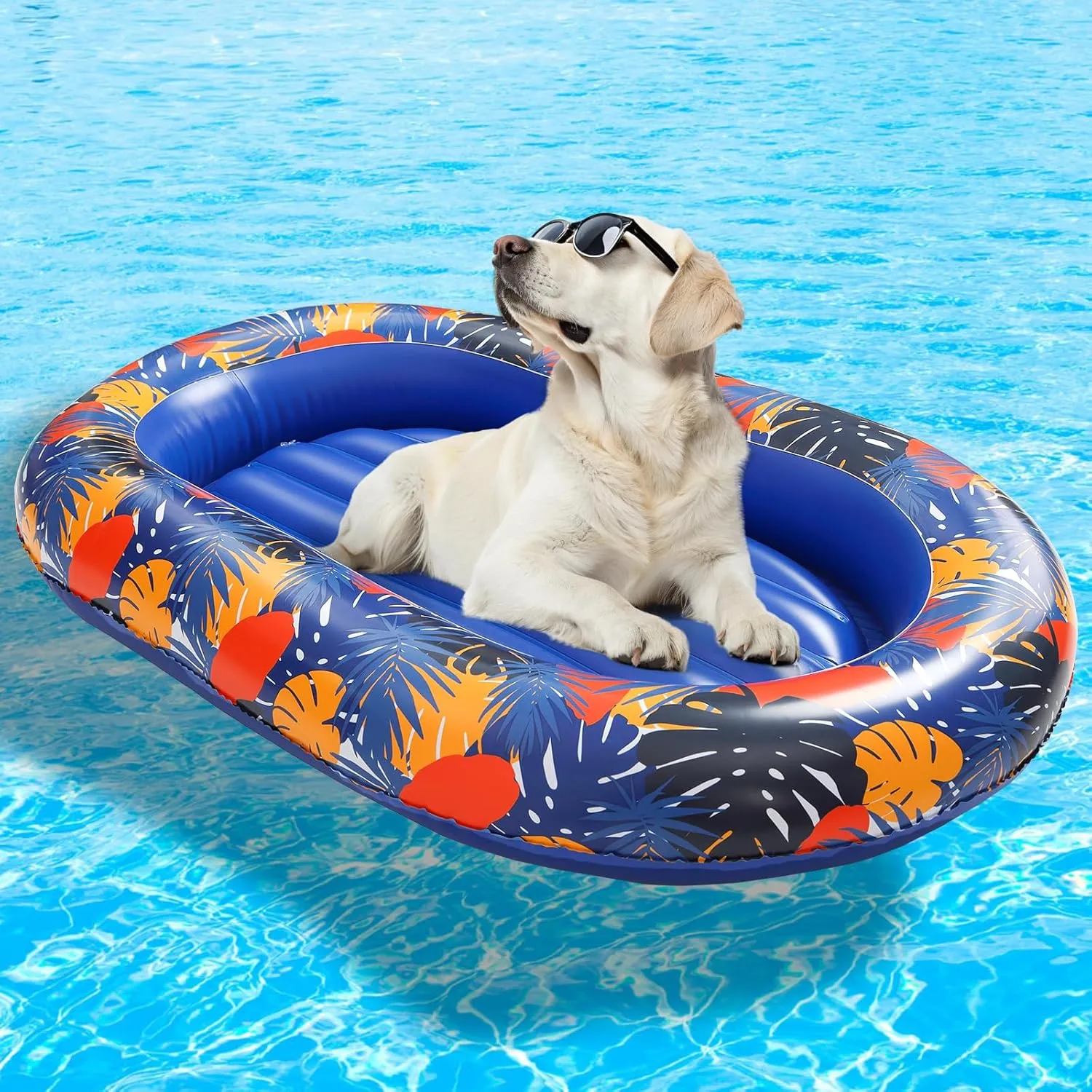 KOOLTAIL Dog Pool Float Inflatable Dog Raft, Large Ride Hawaii Dog Float for Lake, Dog Pool Swimming Float to Water Games Toys in Summer, Dog Pool Floats Raft for Small Medium Large Dogs Heavy Duty