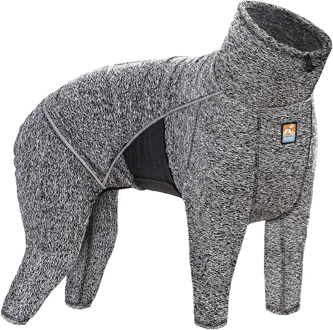 Kurgo Dog Onesie Body Warmer, Bodysuit for Dogs, Recovery Suit, Pet Pajamas, Reduce Anxiety, Contains Shedding, Leash Opening, Reflective, Stowe Base Layer, Heather Black/Grey (Medium)