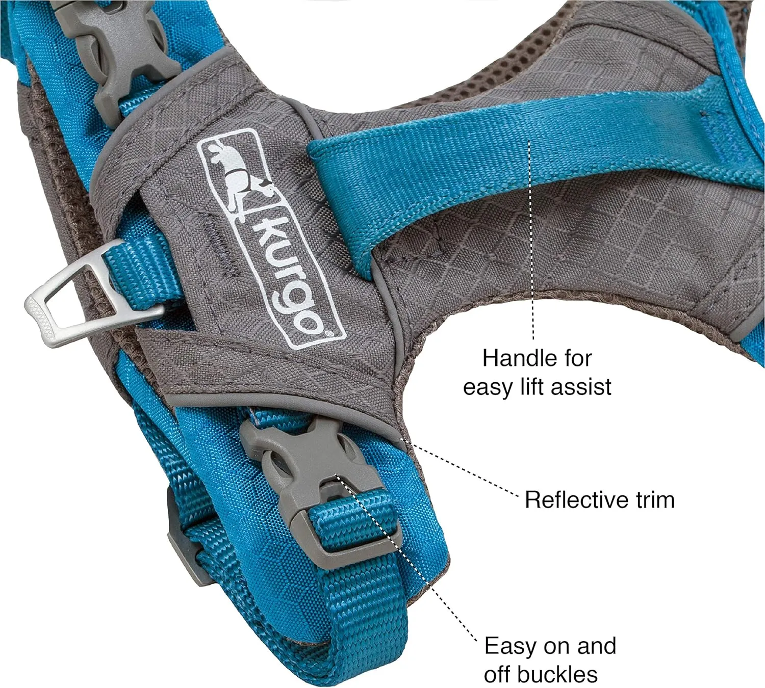 Kurgo Journey Air Dog Harness, Vest Harnesses for Dogs, Pet Hiking Harness for Running & Walking, Reflective, Padded, Includes Control Handle, No Pull Front Clip (Purple, X-Large)