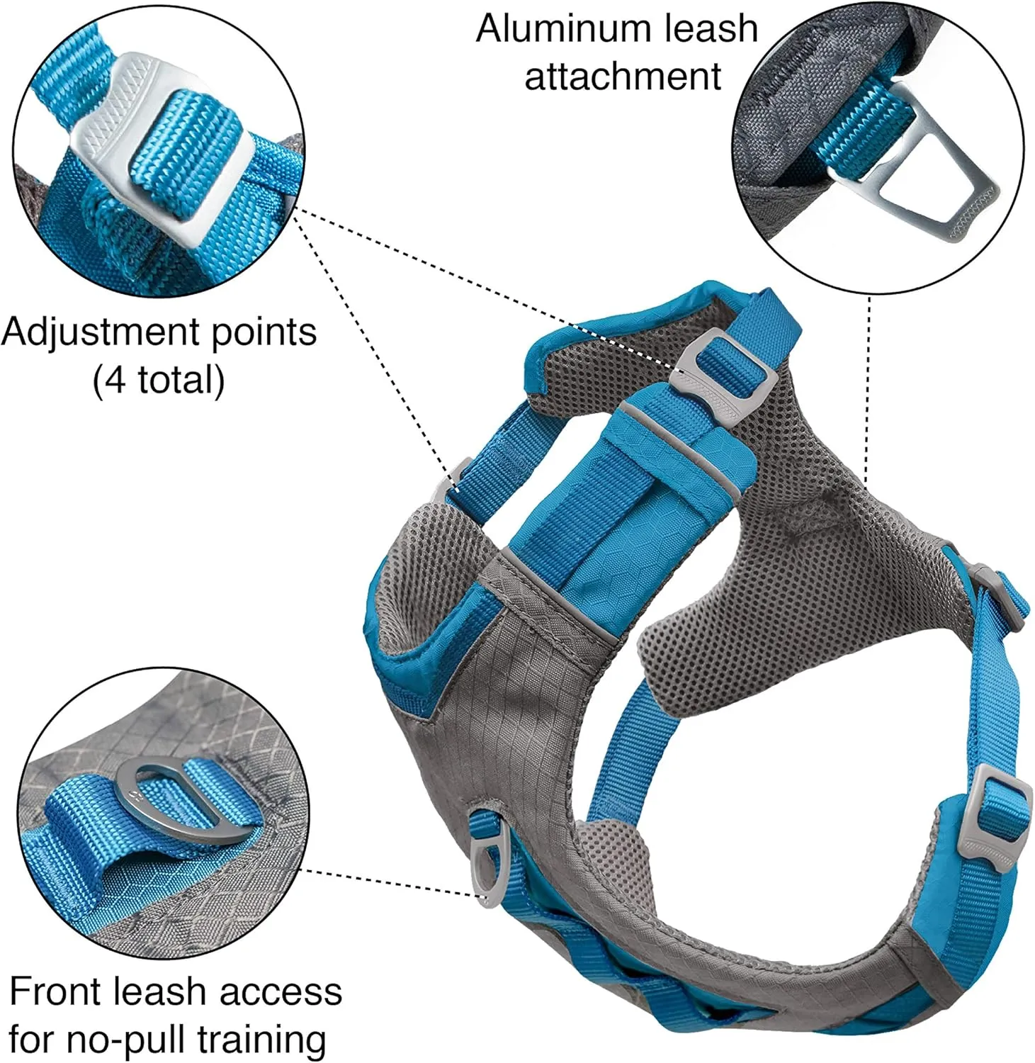 Kurgo Journey Air Dog Harness, Vest Harnesses for Dogs, Pet Hiking Harness for Running & Walking, Reflective, Padded, Includes Control Handle, No Pull Front Clip (Purple, X-Large)