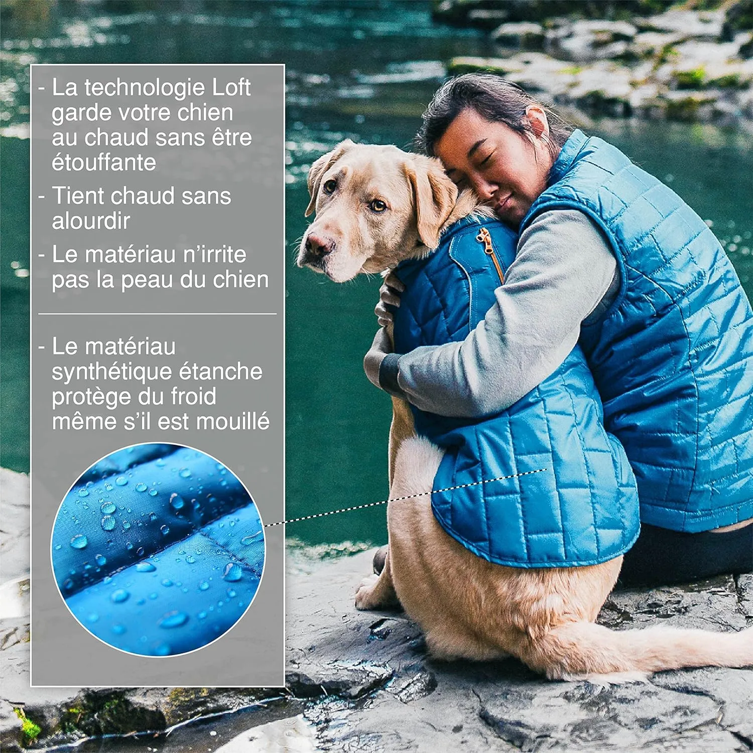Kurgo Loft Dog Jacket, Reversible Dog Coat, Wear with Harness or Sweater, Water Resistant, Reflective, Winter Coat for Small Dogs (Ink Blue, XS)