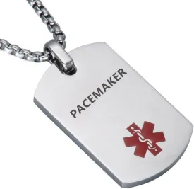 LF Stainless Steel PACEMAKER Medical Alert Dog Tag ID Pendant Caduceus necklace for Men Women Teens Health Alert Monitoring Systems,Silver