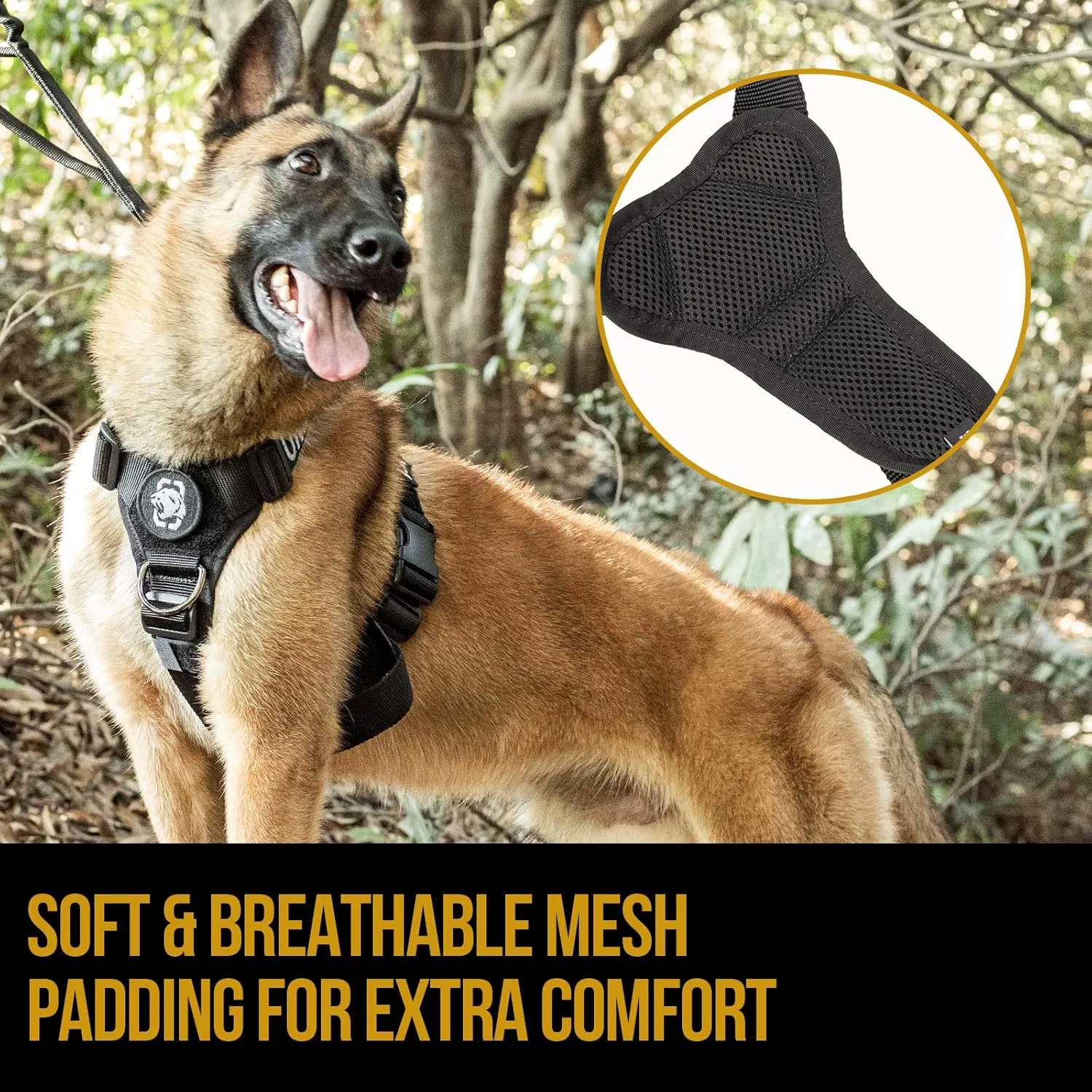 Lightweight No Pull Dog Harness - Perfect for Walking & Hiking with Small to Large Dogs (Black, XL)