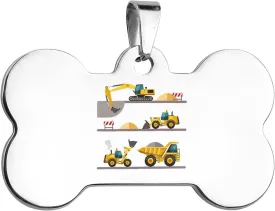 Machinery Excavator Truck and Loader Dog Tags for Pets Personalized Cute Dog Name ID Tags Stainless Steel Dog Collar Tag