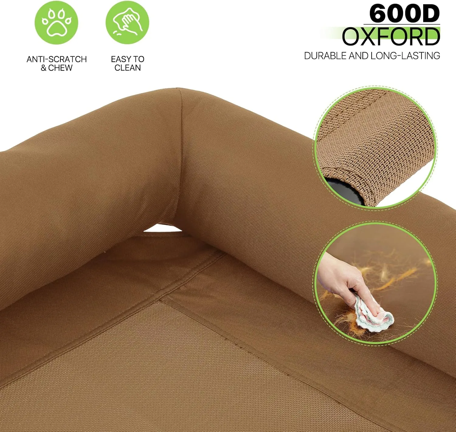 Magshion Outdoor Elevated Dog Bed w/Removable Bolster, Portable Raised Indoor Dog Puppy Cots Beds with Breathable Mesh for Small Dogs up to 25 lbs, Brown