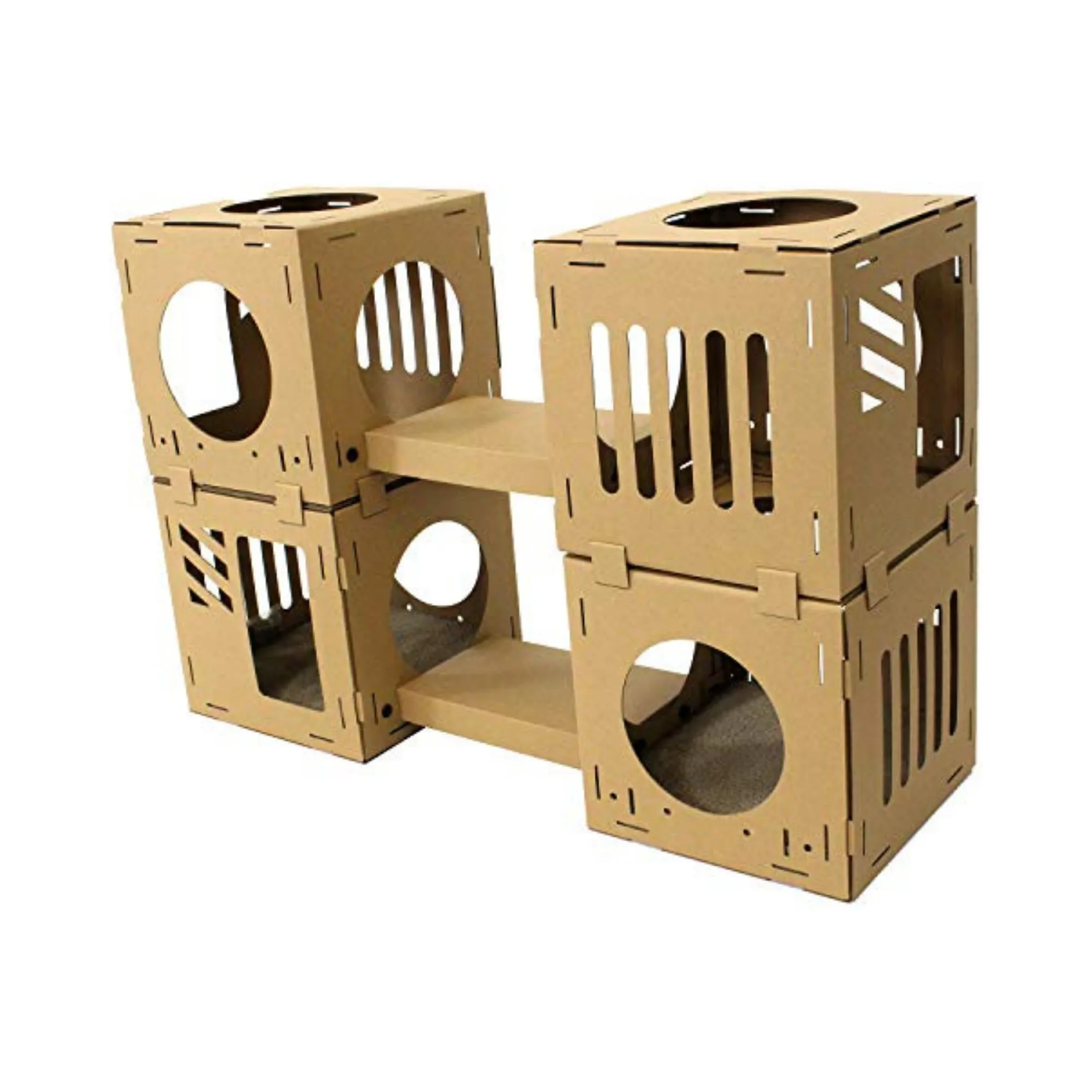 Midlee Cardboard Cat Climbing House Furniture- 2 Tower w/Scratching Pads