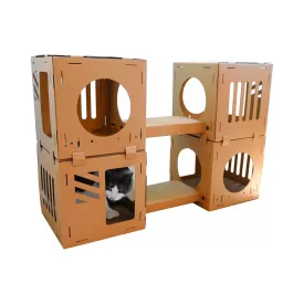Midlee Cardboard Cat Climbing House Furniture- 2 Tower w/Scratching Pads