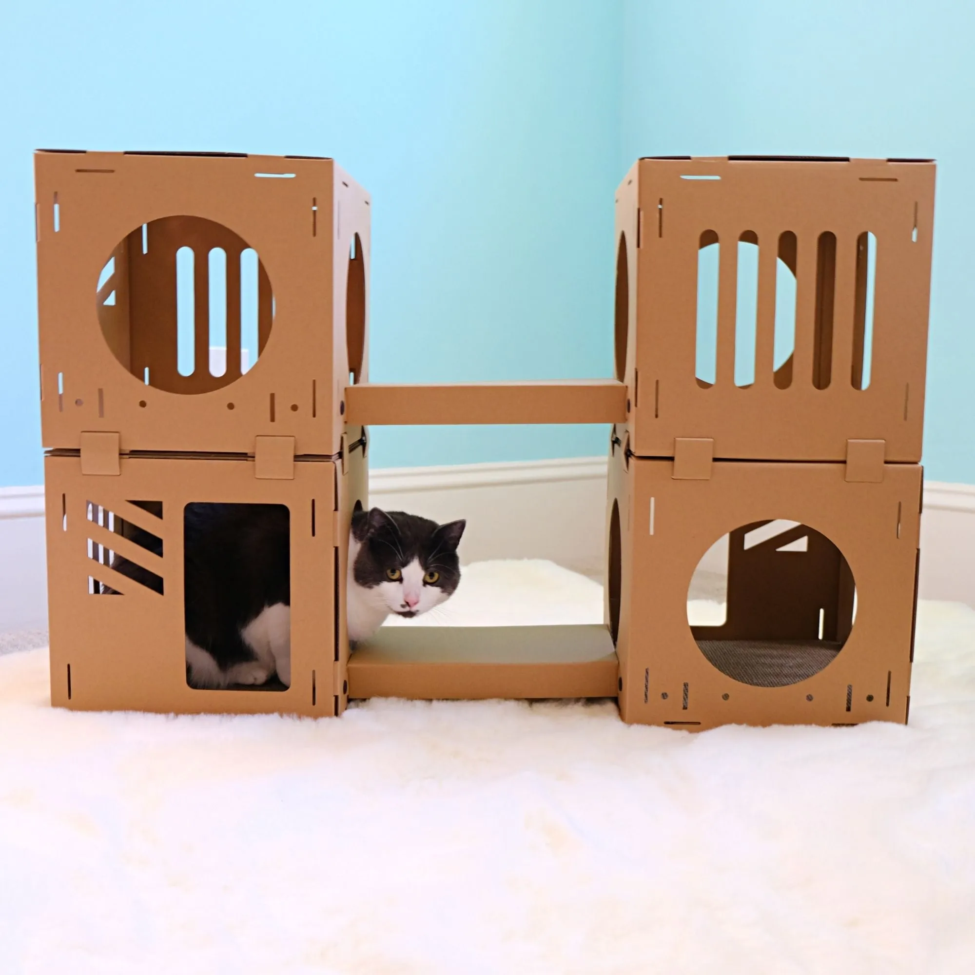 Midlee Cardboard Cat Climbing House Furniture- 2 Tower w/Scratching Pads