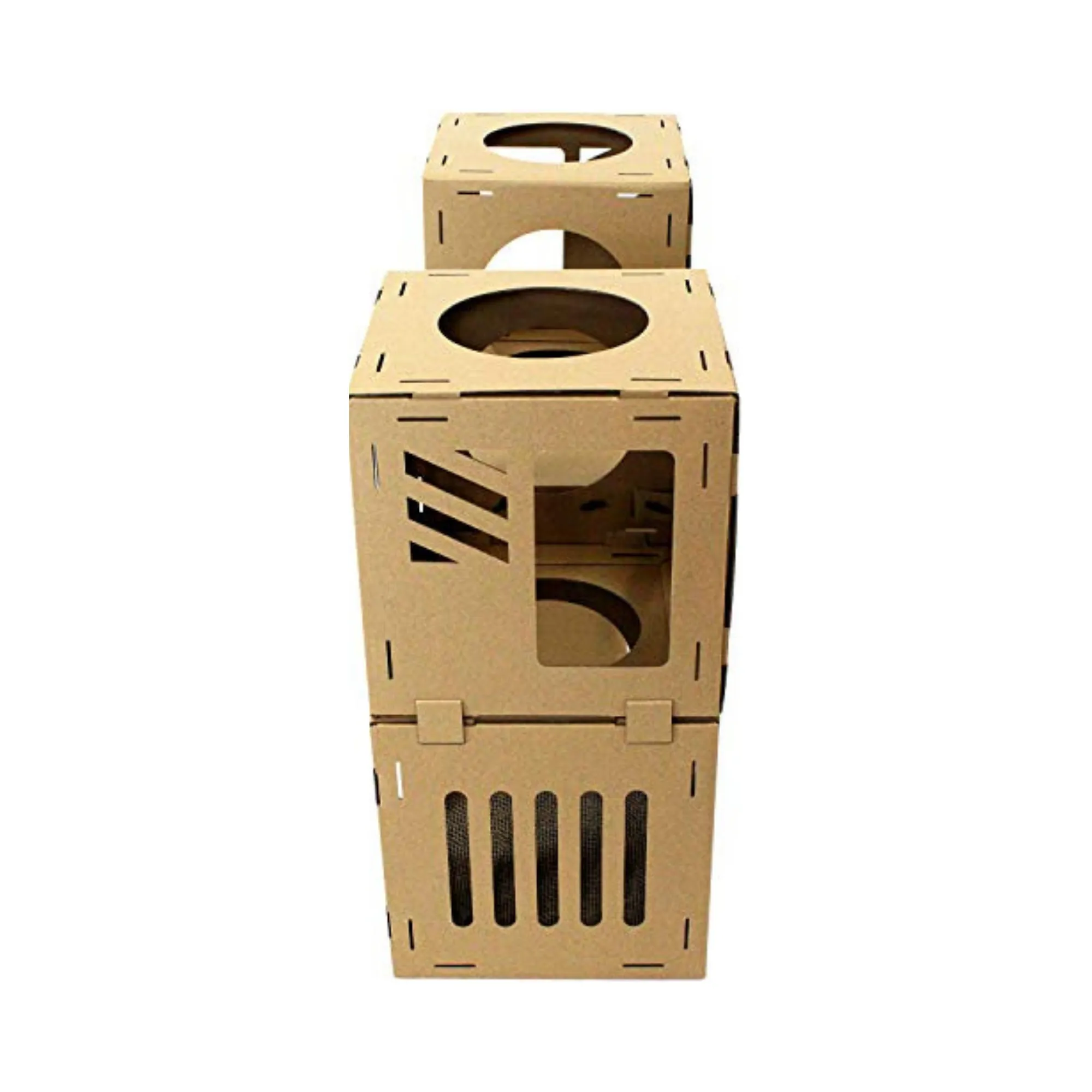 Midlee Cardboard Cat Climbing House Furniture- 2 Tower w/Scratching Pads