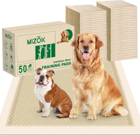 MIZOK Dog Pee Pads Large 28X34in Bamboo Dog Pads Odor Eliminating Pee Pads for Dogs 8 Cups Super Absorbent 6-Layers Leak-Proof Training Pads, Disposable (50 Counts)
