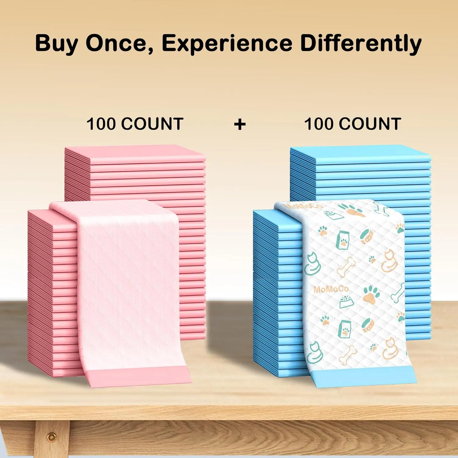 MoMoCo Puppy Pads 23"x23"-100 Count | Dog Pee Training Pads 6-Layer Super Absorbent & Leak-Proof,Disposable Pet Potty Pads for Puppies | Dogs | Cats | Rabbits ( Pattern100 Pink100)
