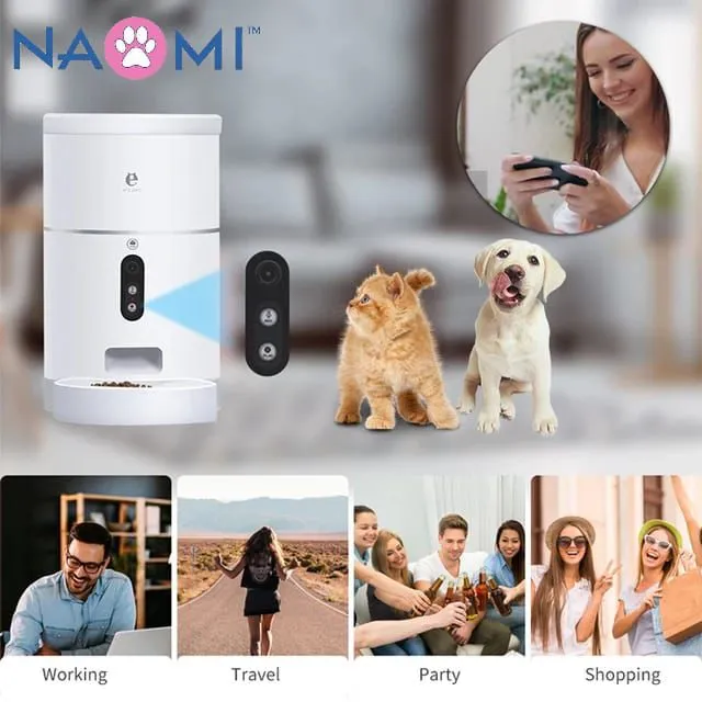 Naomi Smart Automatic Cat Feeder with 1080P HD Camera and Night Vision