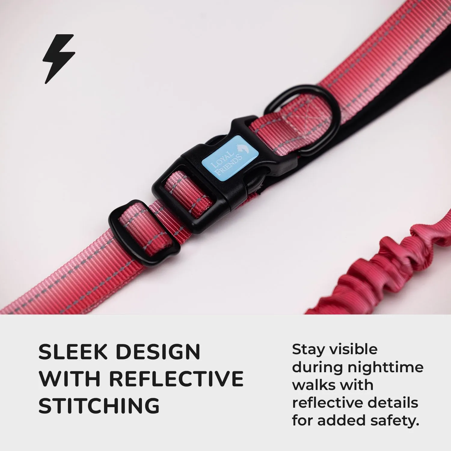 NeoFlex Premium Dog Leash - Stylish Leash for Medium, Small & Large Dogs - Heavy Duty, Wearable Design for You & Dog - Ideal for Pulling Dogs & Large Breeds - Durable & Comfortable - Pink