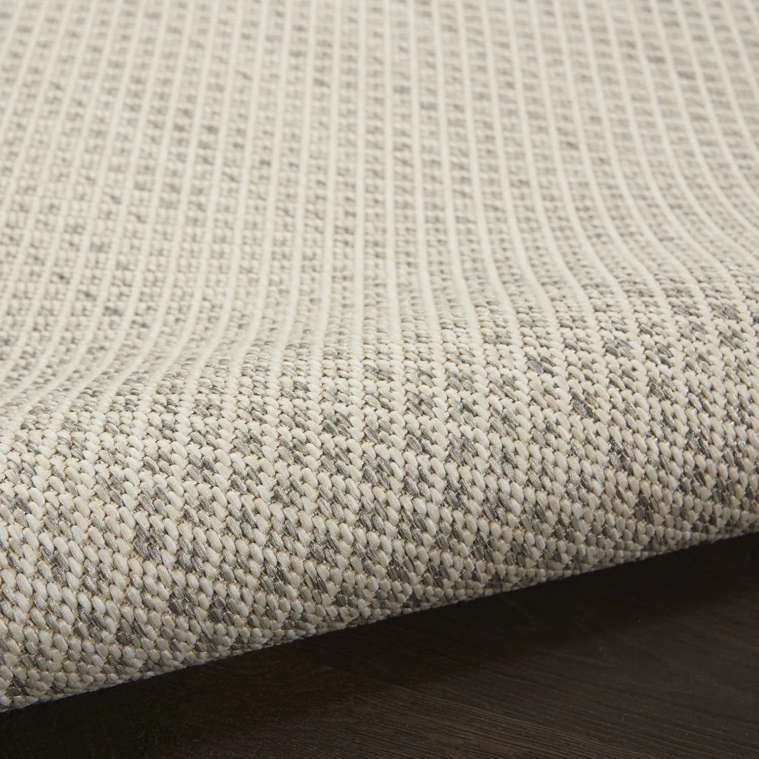 Nourison Courtyard Indoor/Outdoor Ivory Silver 3' x 5' Oval Area Rug, Easy Cleaning, Non Shedding, Bed Room, Living Room, Dining Room, Backyard, Deck, Patio (3x5)
