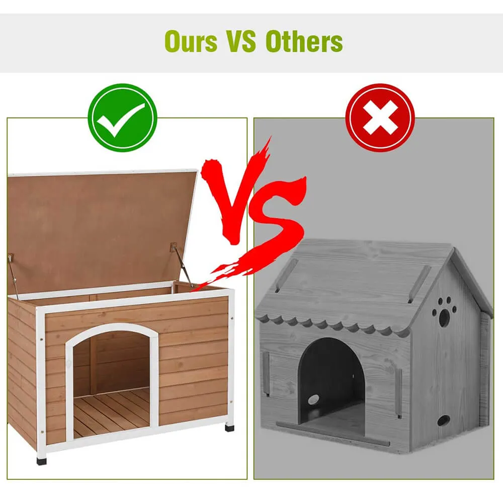 Outdoor Weather-Resistant Wooden Dog House Log Cabin with Adjustable Feet