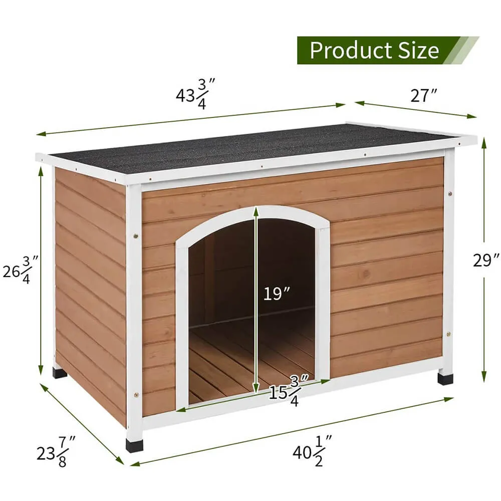 Outdoor Weather-Resistant Wooden Dog House Log Cabin with Adjustable Feet