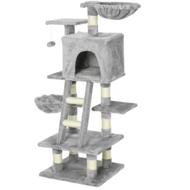 PawHut 125cm Multi-Activity Cat Tree w/ House Baskets Ladder Scratch Post Grey