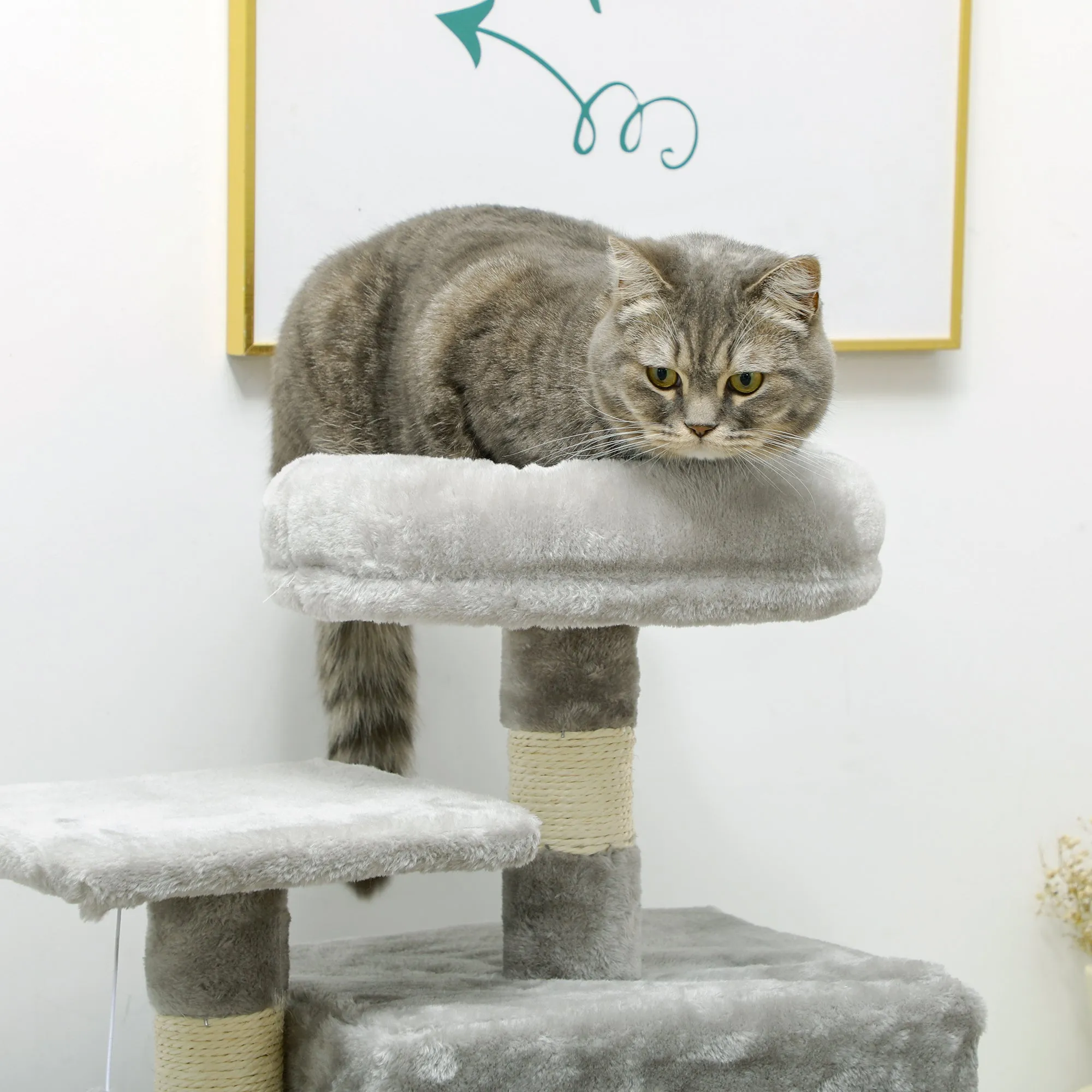 PawHut 132cm Multi-Activity Cat Tree w/ House, Bed, Ladder, Scratch Post - Grey