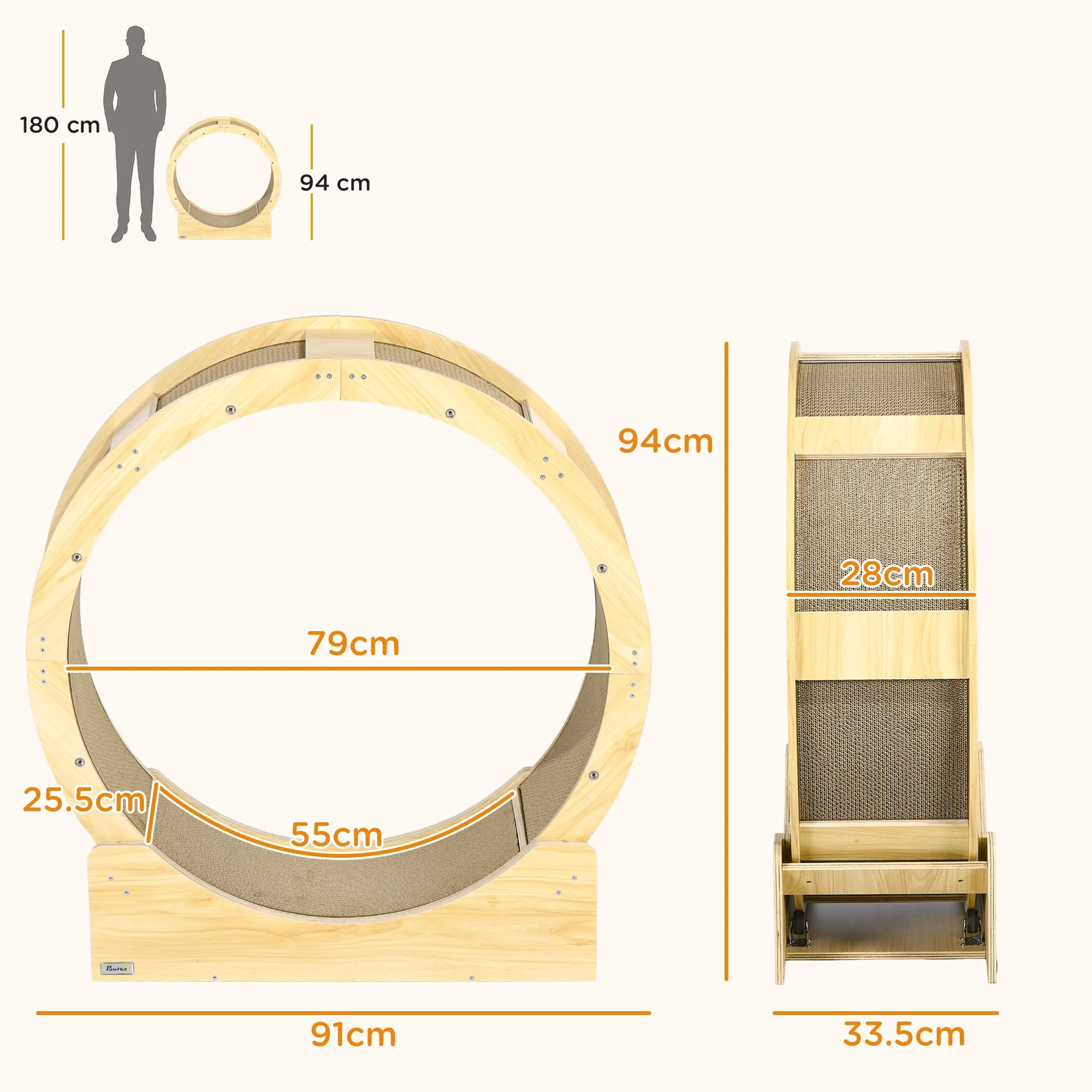 PawHut Cat Wheel with Brake, Scratching Pads for Health