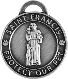 Pet Collar Charm, Saint Francis of Assisi, Large, Antique Silver