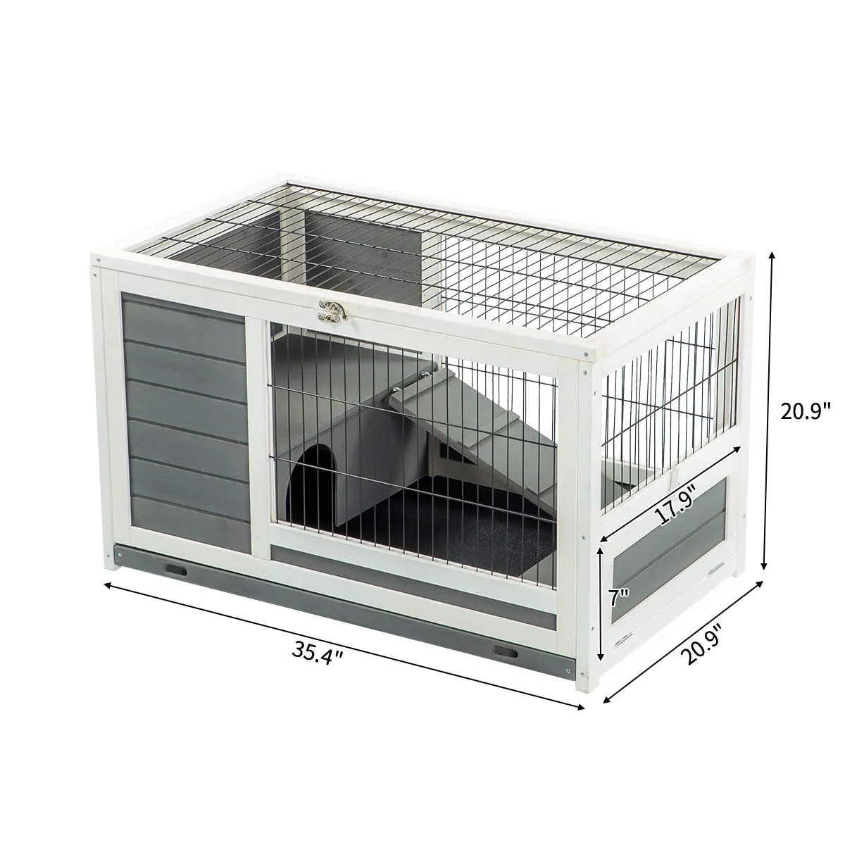 Pet House for Small Animals Indoor & Outdoor No Leak Trays & Ladder (35.4 inches)