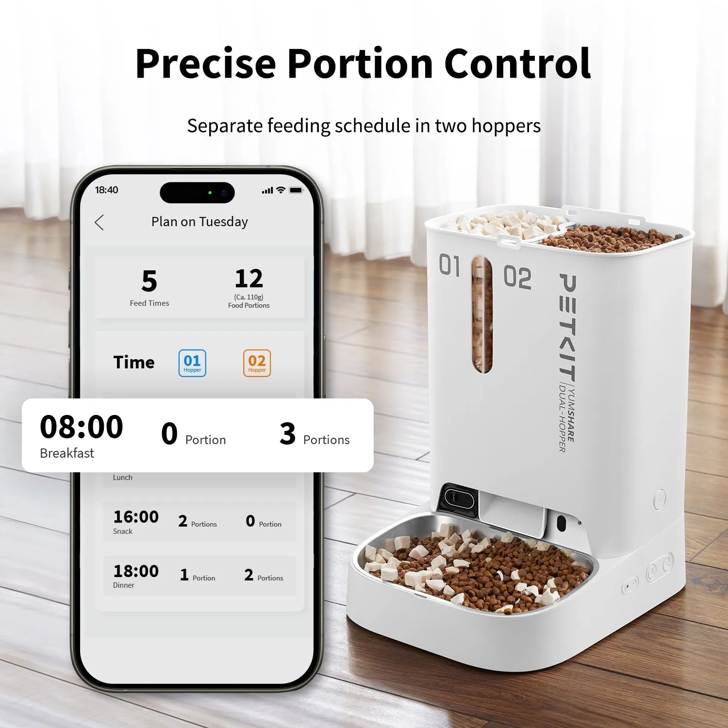 PETKIT Yumshare Dual Hopper Smart Feeder with Built-in Camera
