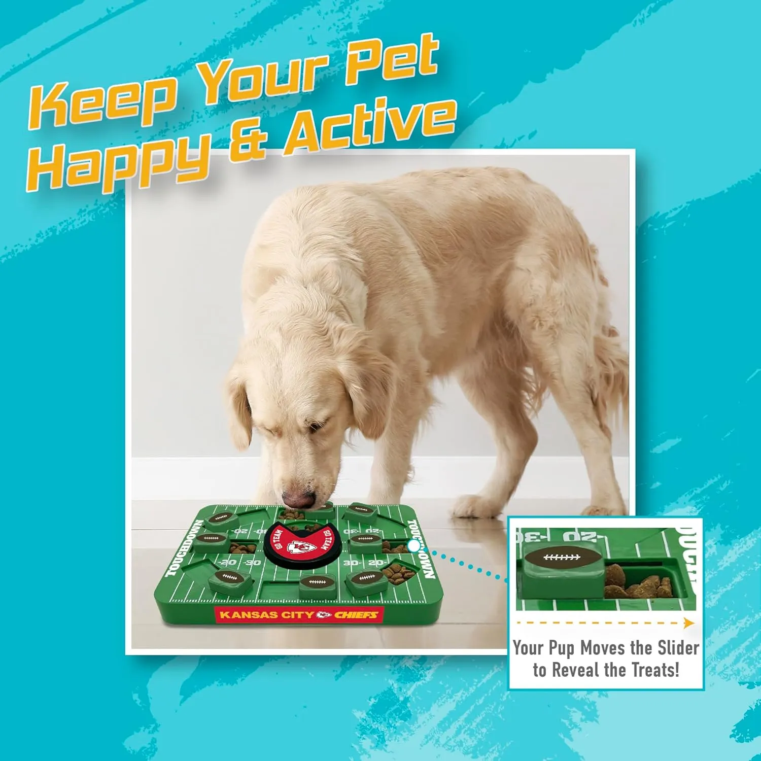 Pets First Kansas City Chiefs Large Puzzle Puzzle Toy, New Size, Interactive Slow Feeding Toy
