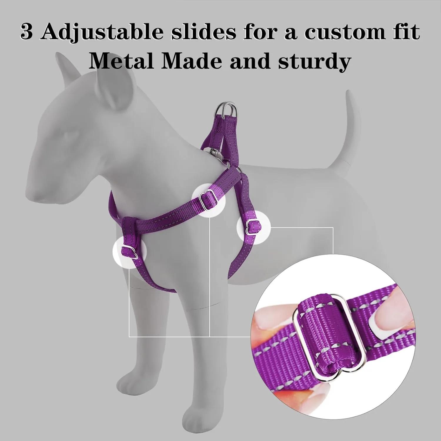 Plutus Pet Step in Dog Harness, Reflective, Adjustable, and Secure with Metal Buckles, Quick Fit Dog Harness for Puppy, Small, Medium and Large Dogs, Purple, XS