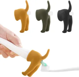 Pooping Dog Butt Toothpaste Topper, Dog Toothpaste Dispenser, Gag Gift Toothpaste Squeezer,Safe Nature Rubber with Stopper