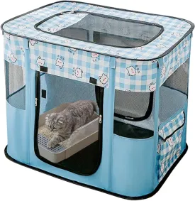 Portable Pet Playpen Cat Cages Indoor 27.6" L x 21.7" W x 17.7" Collapsible Dog Crates Made of 600D Oxford Material Tent Kennel Playpen for Dogs Cat and Rabbit Travel Dog Playpen Indoor(S, Blue)