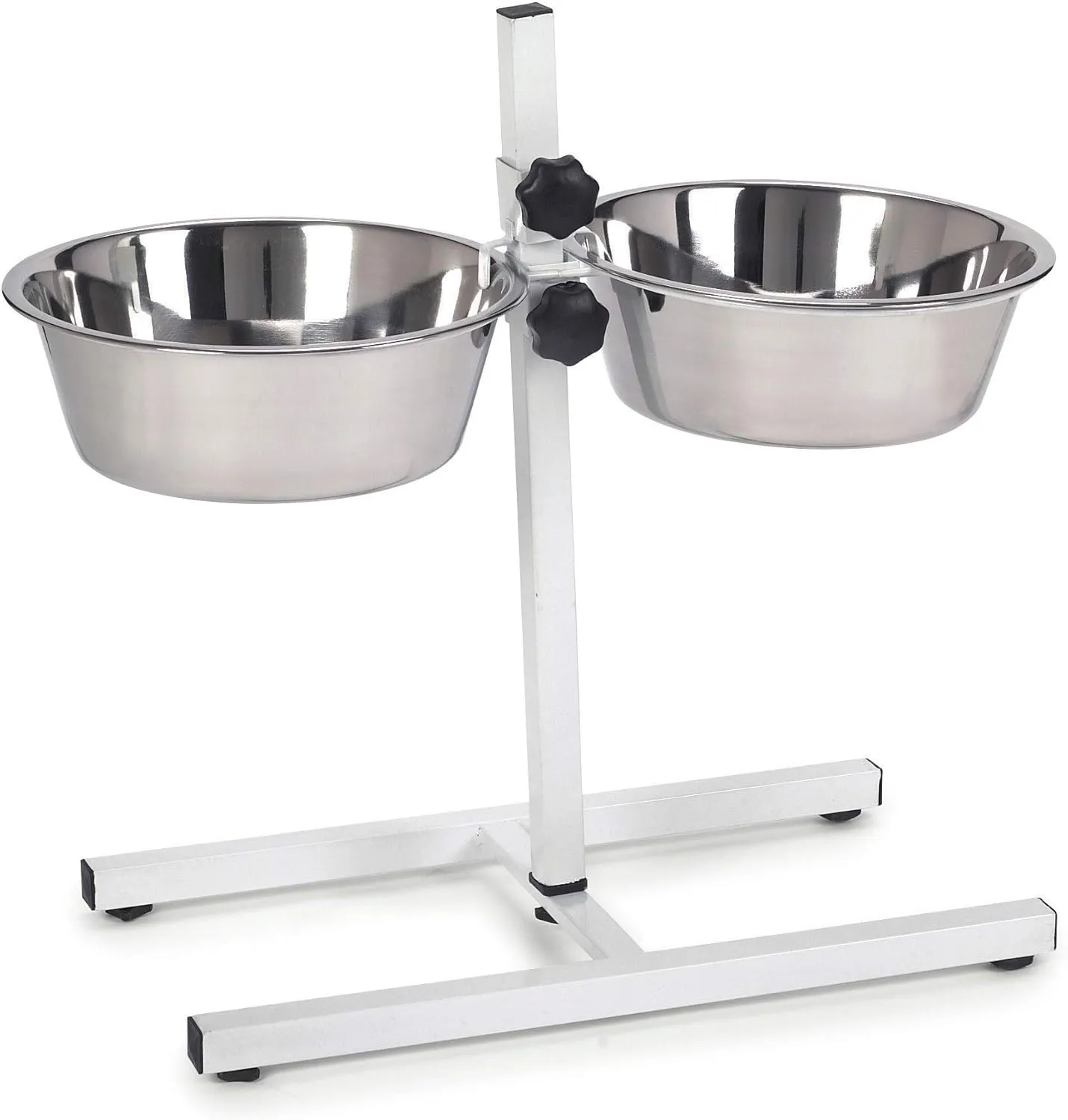 Proselect Stainless Steel Adjustable Dog Diner Bowl with Two Pet Food Bowls