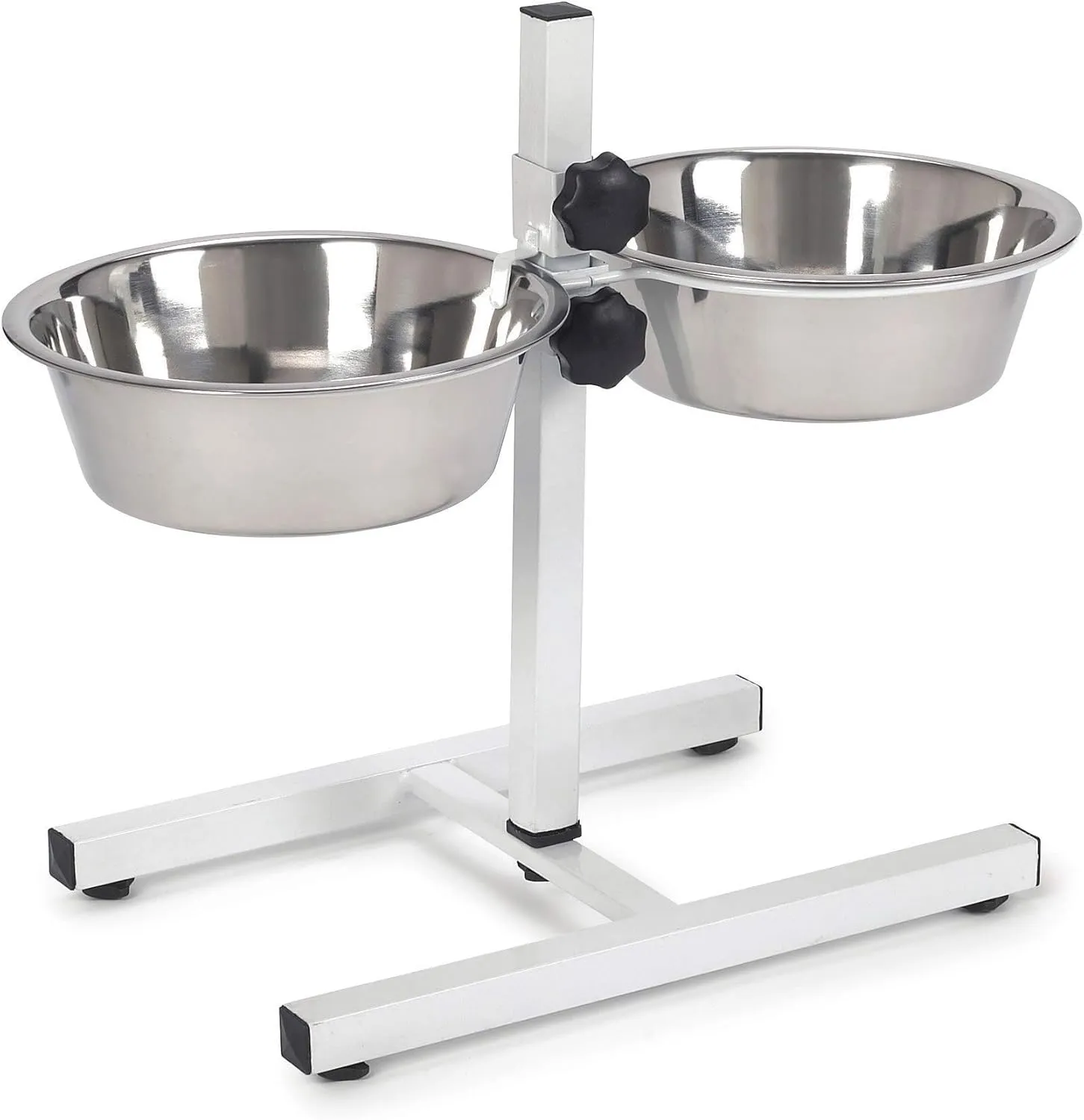 Proselect Stainless Steel Adjustable Dog Diner Bowl with Two Pet Food Bowls