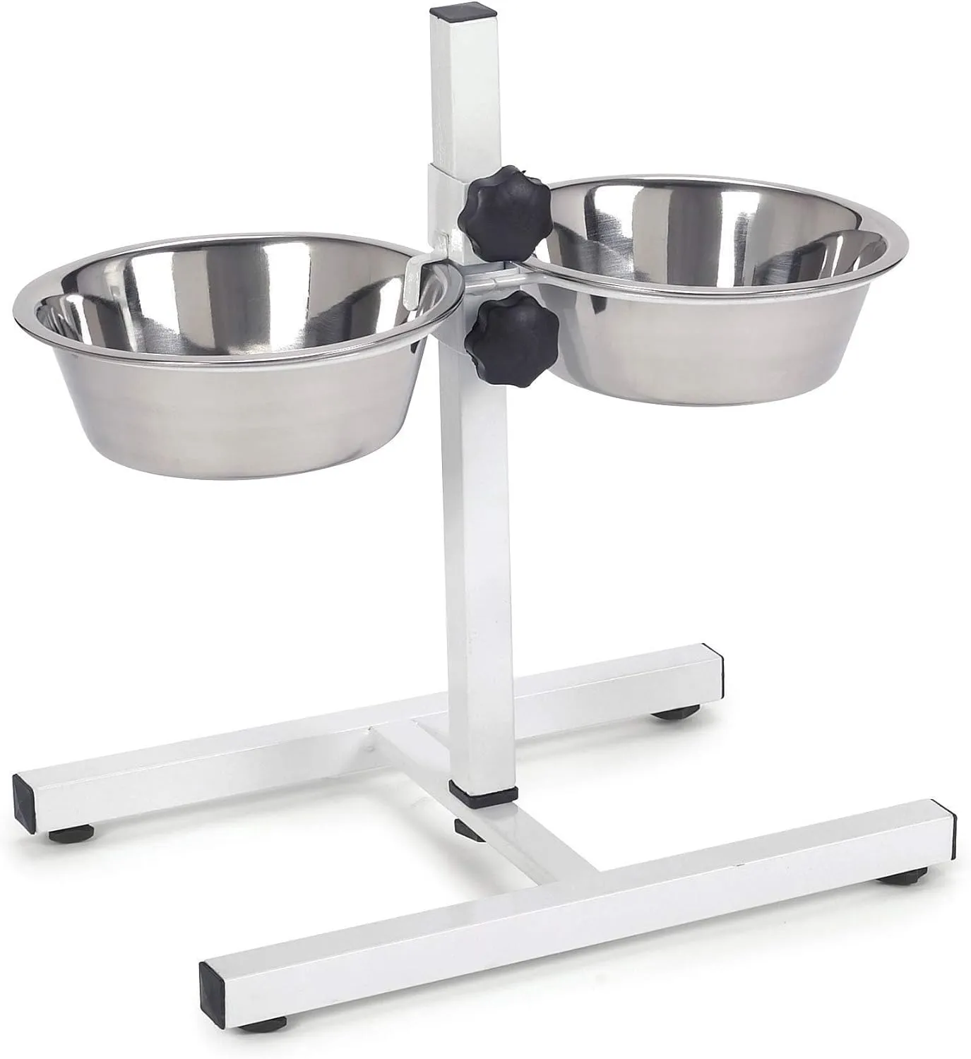 Proselect Stainless Steel Adjustable Dog Diner Bowl with Two Pet Food Bowls