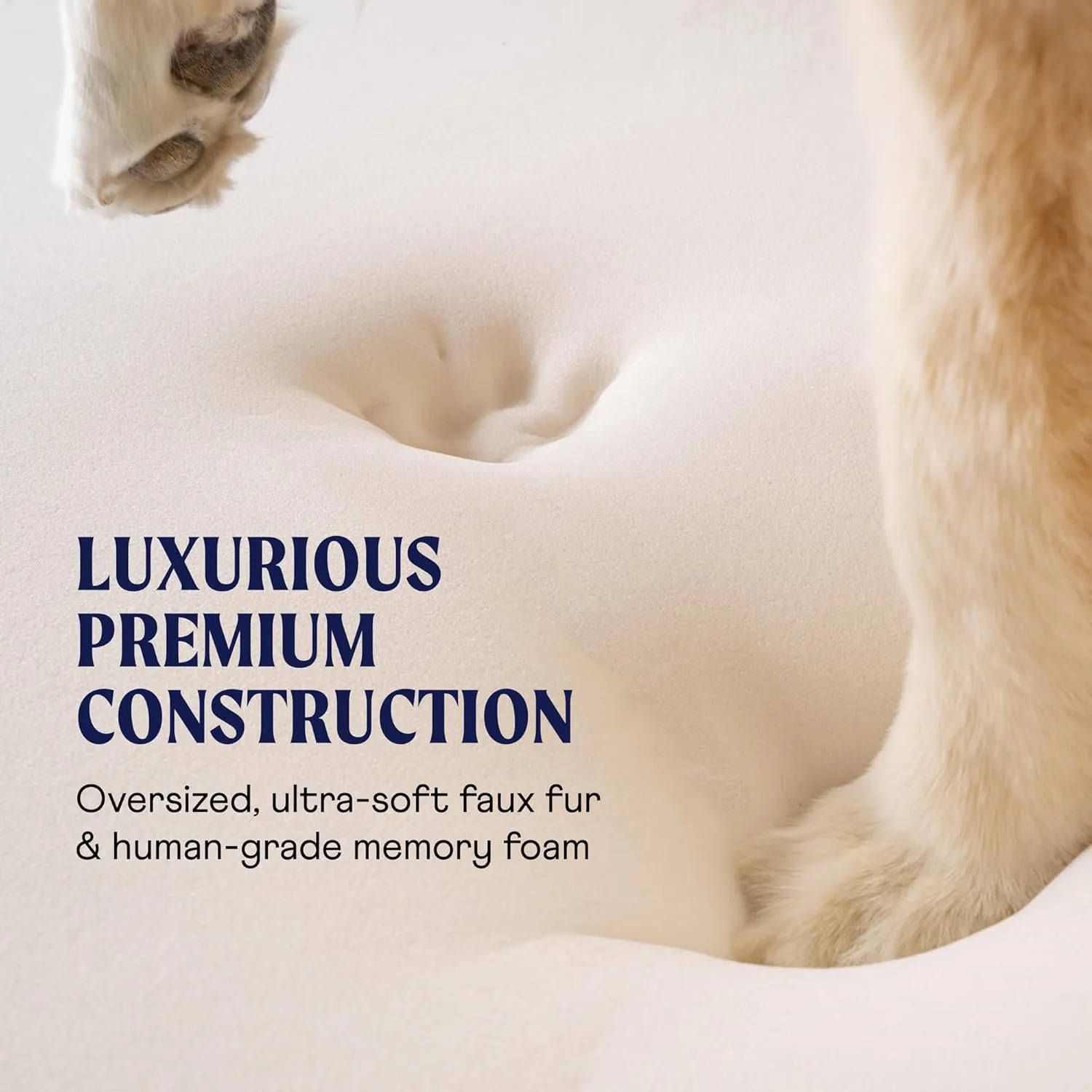 PupCloud, Human-Sized Dog Bed, Faux Fur Memory Foam, Waterproof and Machine Washable, Ultra-Soft Cover
