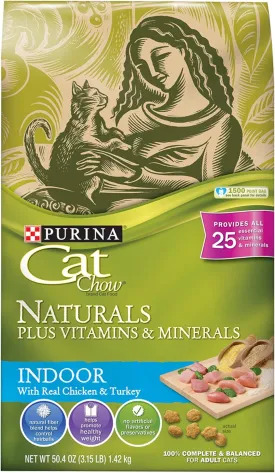 Purina Cat Chow Hairball, Healthy Weight, Indoor, Natural Dry Cat Food, Naturals Indoor - (6) 3.15 lb. Bags