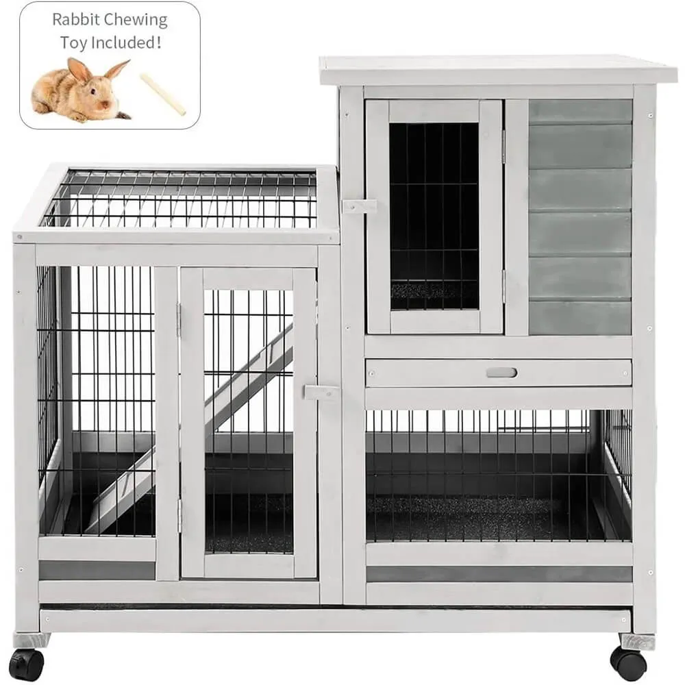 Rabbit Hutch Pet House for Small Animals Indoor & Outdoor (37 inches)