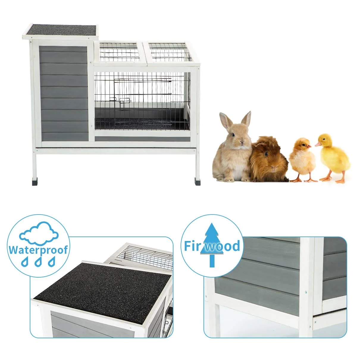 Rabbit Hutch Pet House  Indoor & Outdoor for Small Animals