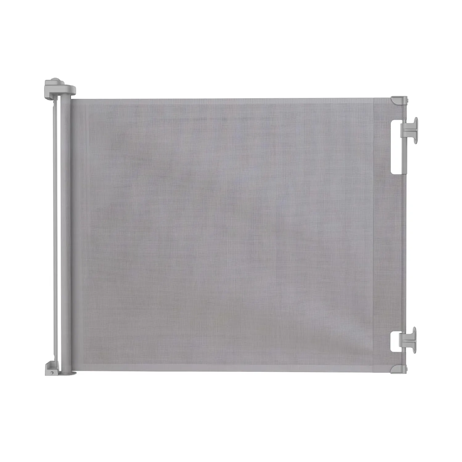 Retractable Baby Gate Perma Child Safety 33" Tall x 71 Wide, Mesh, for Stairs, Doorways, Dogs, Pets, Indoor, Outdoor, One-Handed Operation, Locking, Easy Install, Hardware Mount, Gray