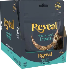 Reveal Natural Cat Treats, 8 Count, Single Ingredient Treats for Cat, Grain Free, Freeze Dried Tuna, 0.88 oz Bags