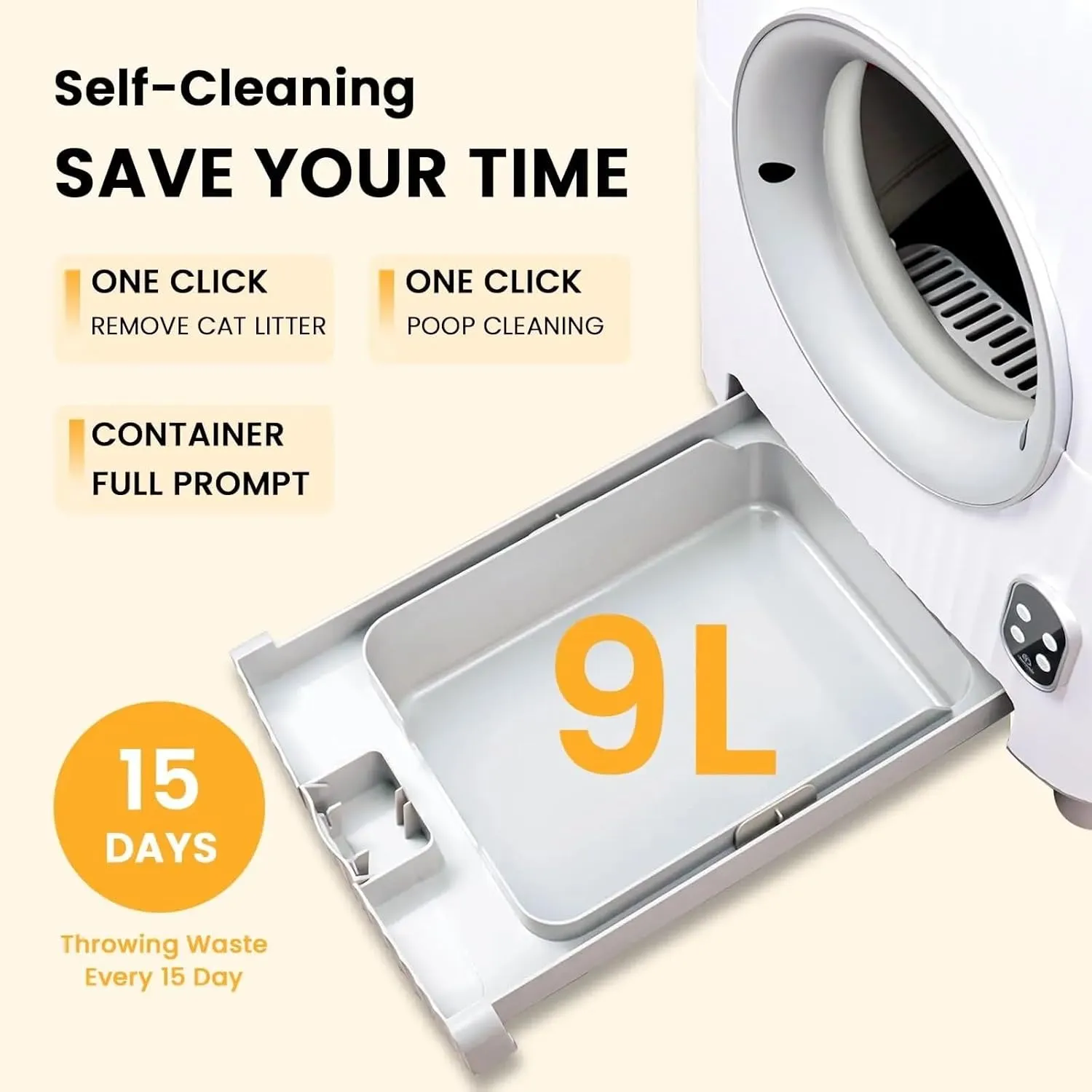 Self-Cleaning Automatic Cat Litter Box - Smart Toilet for Cats(US plug)