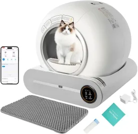 Self-Cleaning Cat Litter Box, Scoop Free Covered Automatic Cat Litter Box Self-Cleaning for Multiple Cats Ultra Cleaning -Odor Removal- APP Control, Large Capacity 65L with Garbage Bags