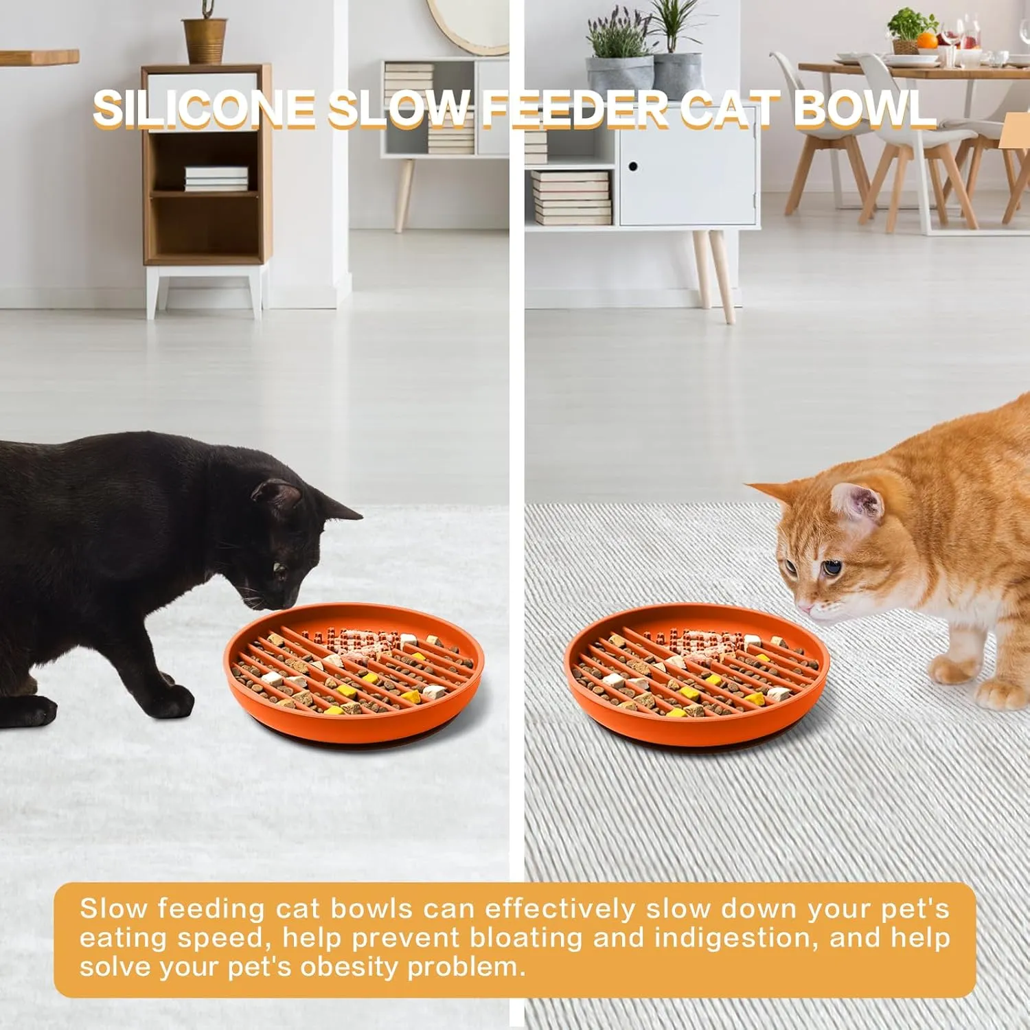 Silicone Slow Feeder Cat Bowl with Suction Cup Design Cat Puzzle Feeder Slows Down Cat Eating to Prevent Bloating Cat Slow Feeder for All Breeds to Protect The Health of Cats Good Helper