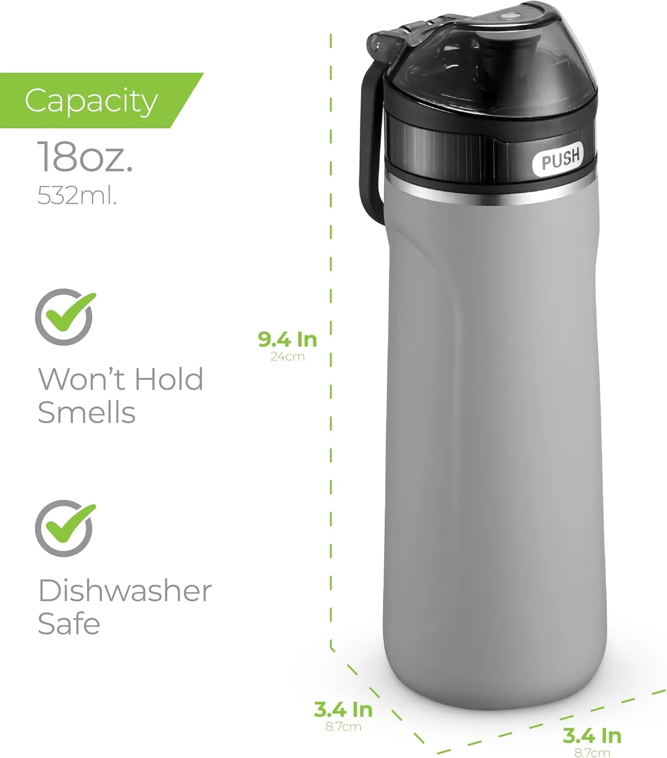 SipX Triple-Insulated Stainless Steel Water Bottle - 18oz. With Straw Lid, BPA-Free Reusable Insulated Water Bottle Keeps Cold For 12 Hours, Metal Water Bottle Made Of Sustainable Material For Hiking
