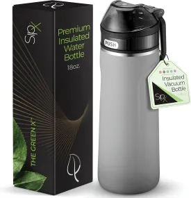 SipX Triple-Insulated Stainless Steel Water Bottle - 18oz. With Straw Lid, BPA-Free Reusable Insulated Water Bottle Keeps Cold For 12 Hours, Metal Water Bottle Made Of Sustainable Material For Hiking