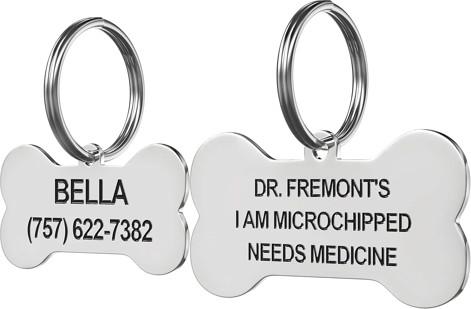 Stainless Steel Pet ID Tag Front and Back Custom for Dog Cat Personalized