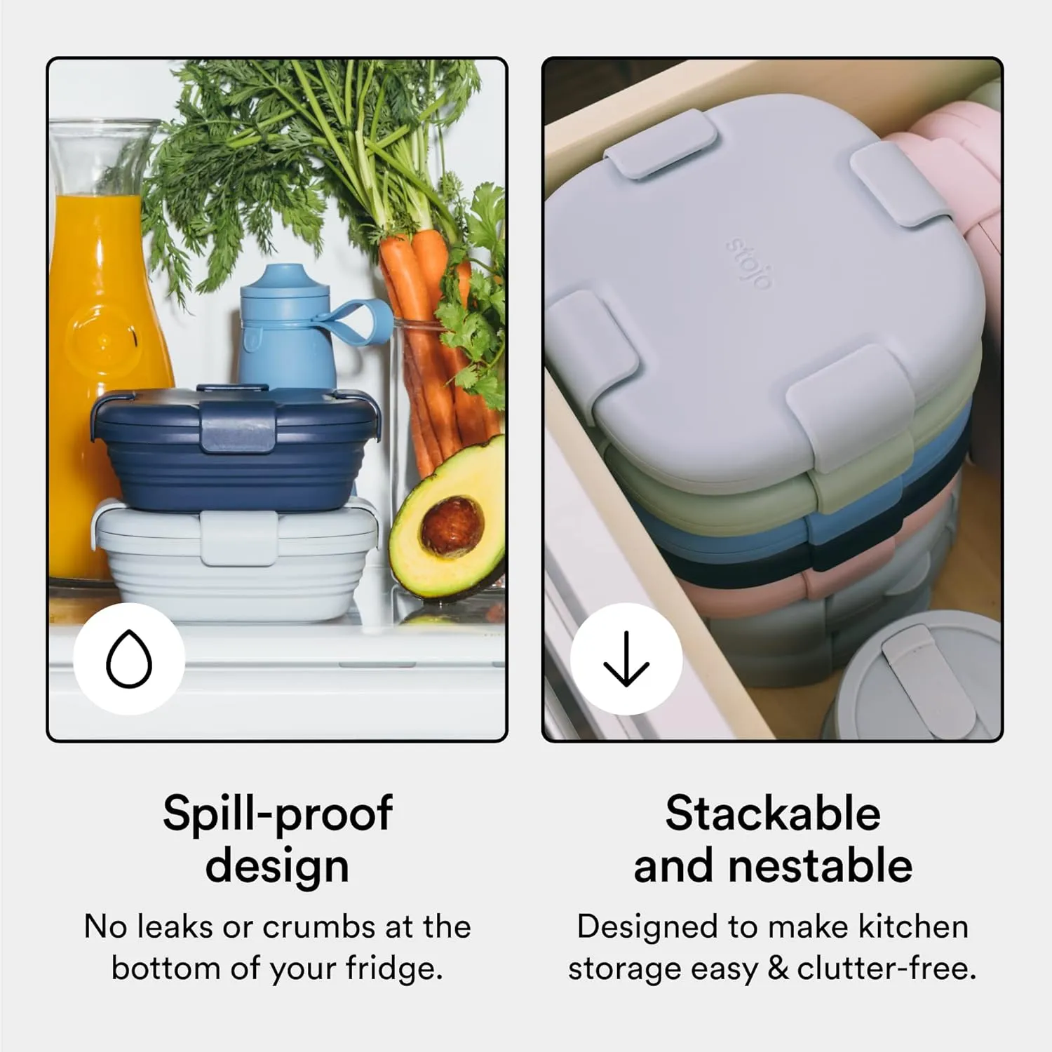 STOJO Collapsible Sandwich Box  24oz, Reusable Food Storage Container, Silicone Bowl for Hot/Cold Food  Meal Prep, Lunch, Camping, Hiking  Dishwasher Safe (Set of 1, Cashmere)