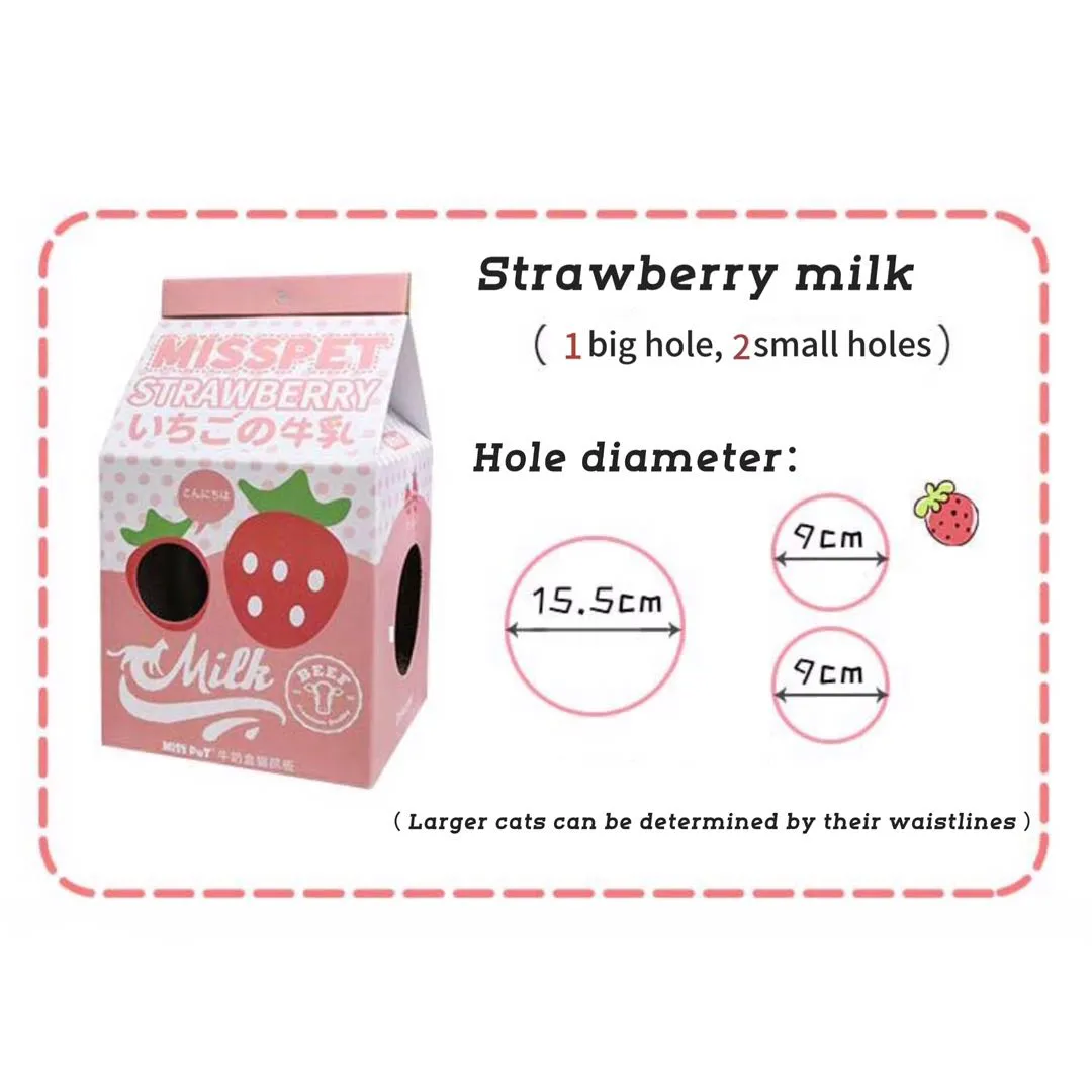 Strawberry Milk Box Cat Scratcher Nest